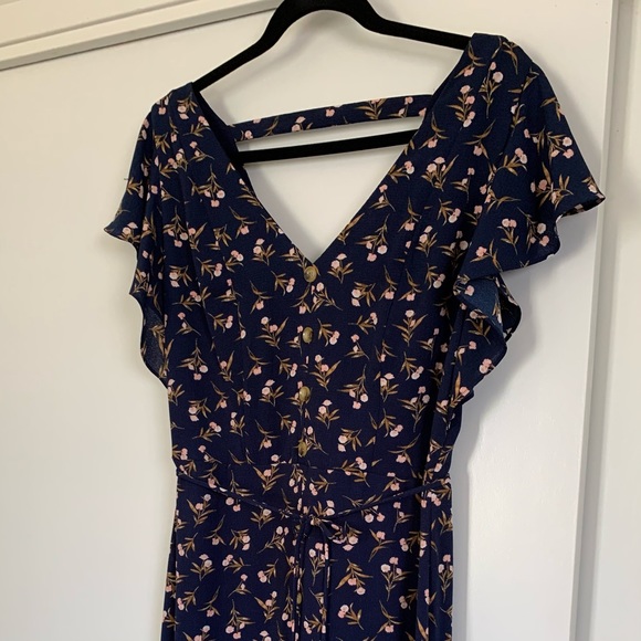 Dark blue and pink floral maxi dress - Picture 2 of 5